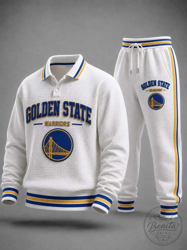 Golden State Warriors Embroidered Waffle Knit Pullover and Jogger Set 1 Golden State Warriors Embroidered Waffle Knit Pullover and Jogger Set