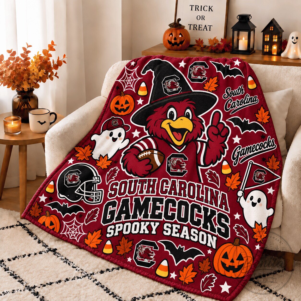 South Carolina Gamecocks Spooky Season Halloween Fleece Blanket