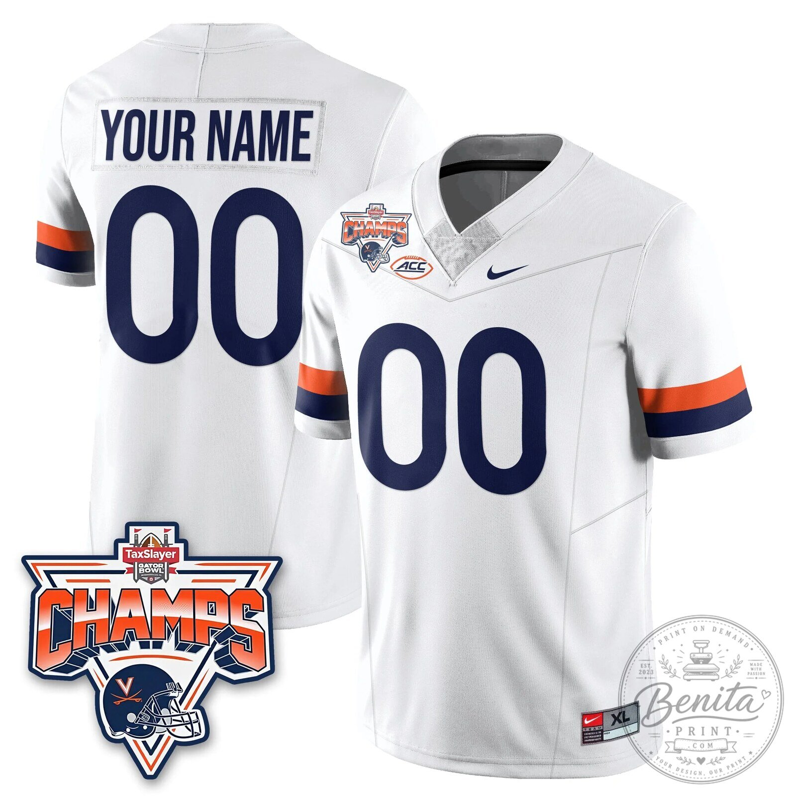 Virginia Cavaliers Football 2025 TaxSlayer Gator Bowl Champions Jersey