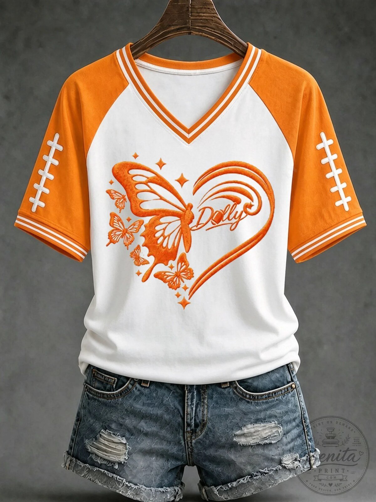 Dolly Parton Football Game Day Butterfly Heart Women's T-Shirt