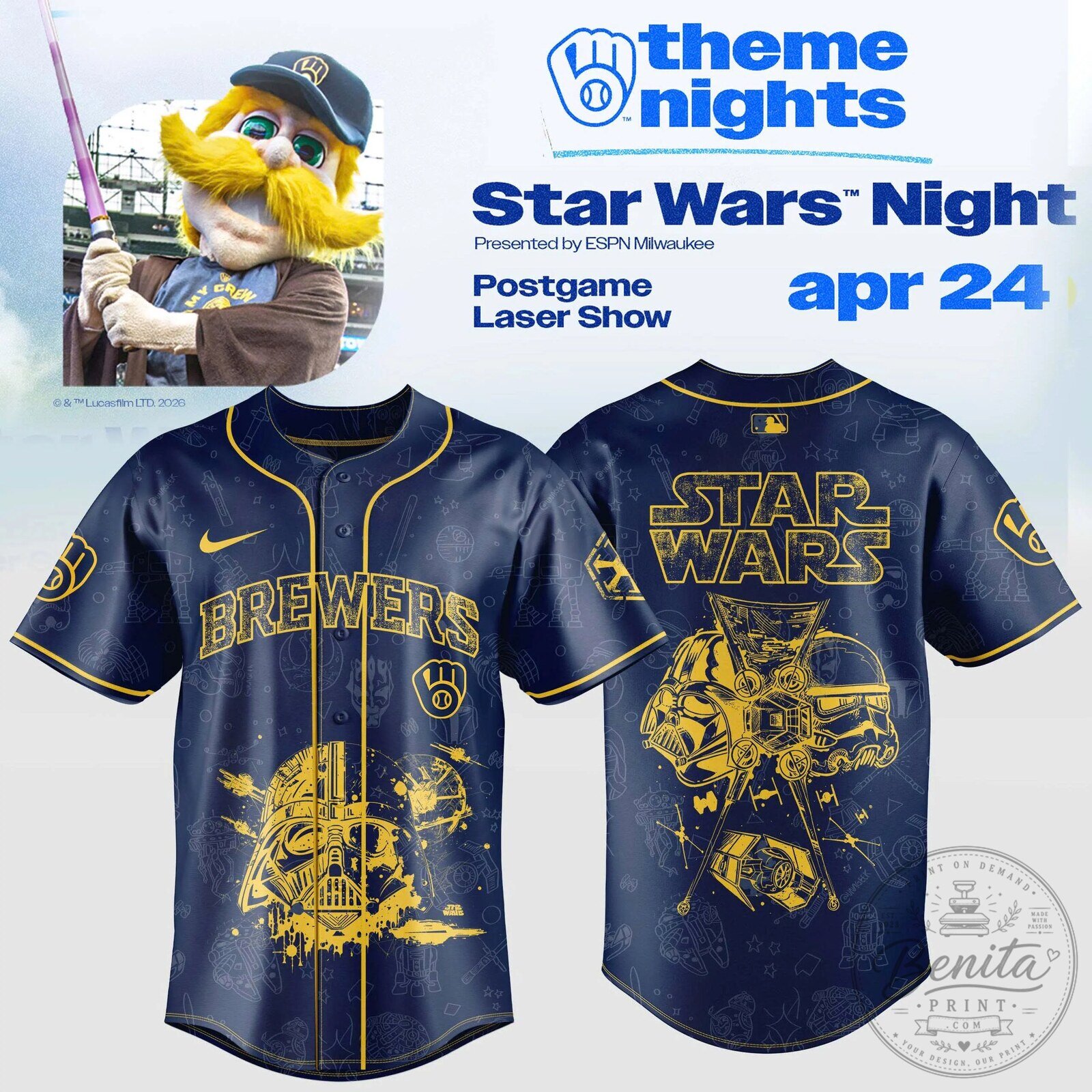Milwaukee Brewers Star Wars Night Baseball Jersey
