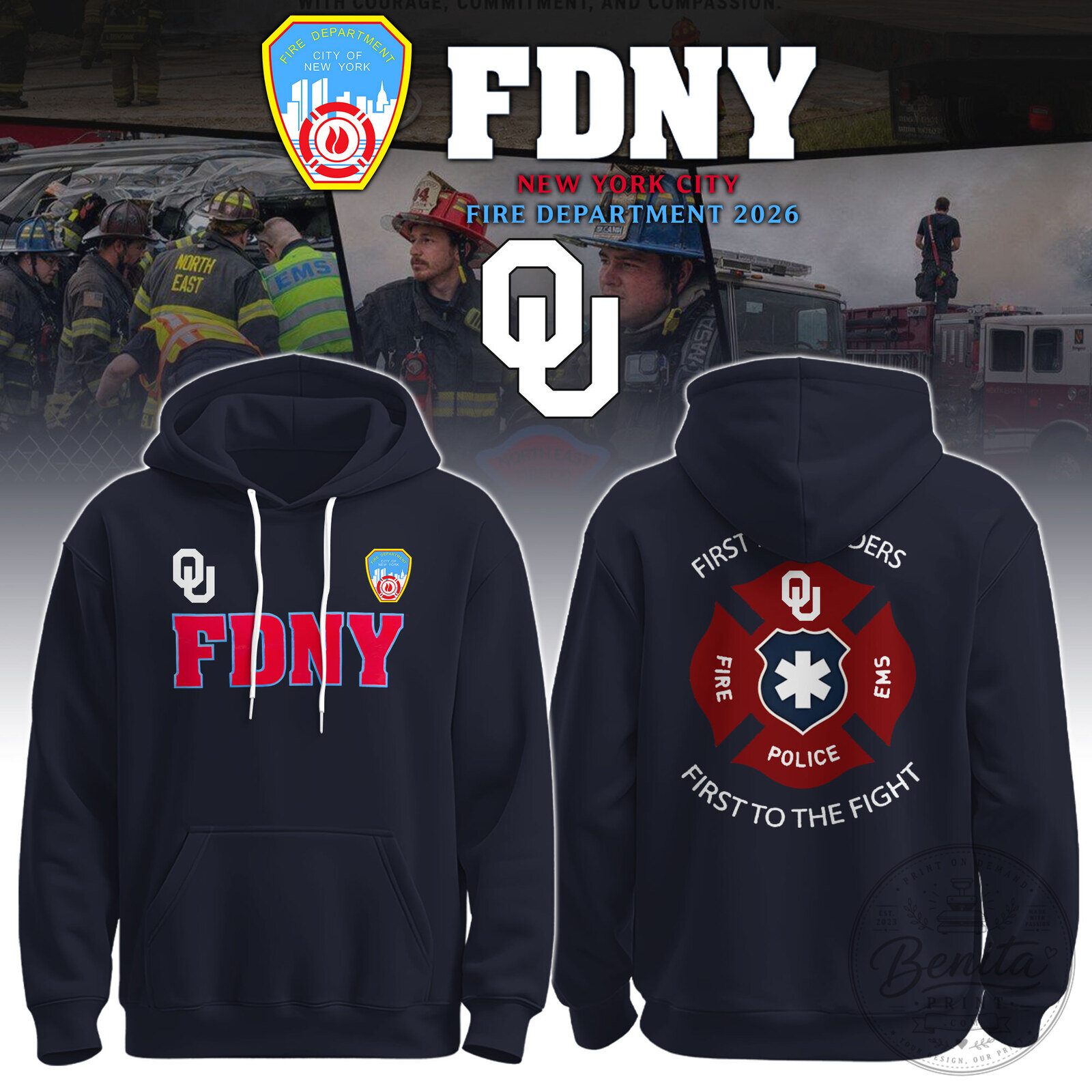 FDNY First Responders Tribute New York City Fire Department Hoodie