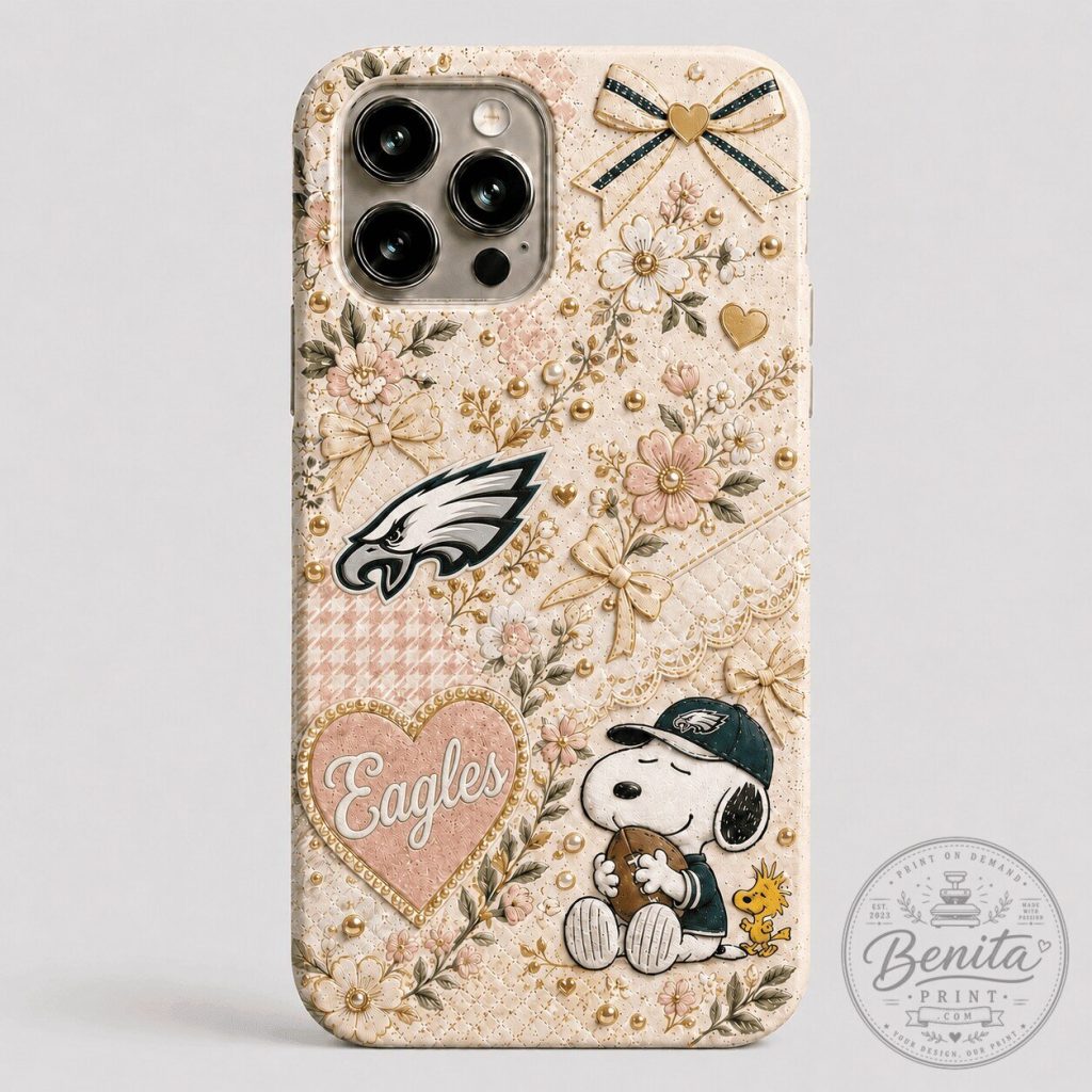 Philadelphia Eagles Football Snoopy Coquette Aesthetic iPhone Phone Case Philadelphia Eagles Football Snoopy Coquette Aesthetic iPhone Phone Case