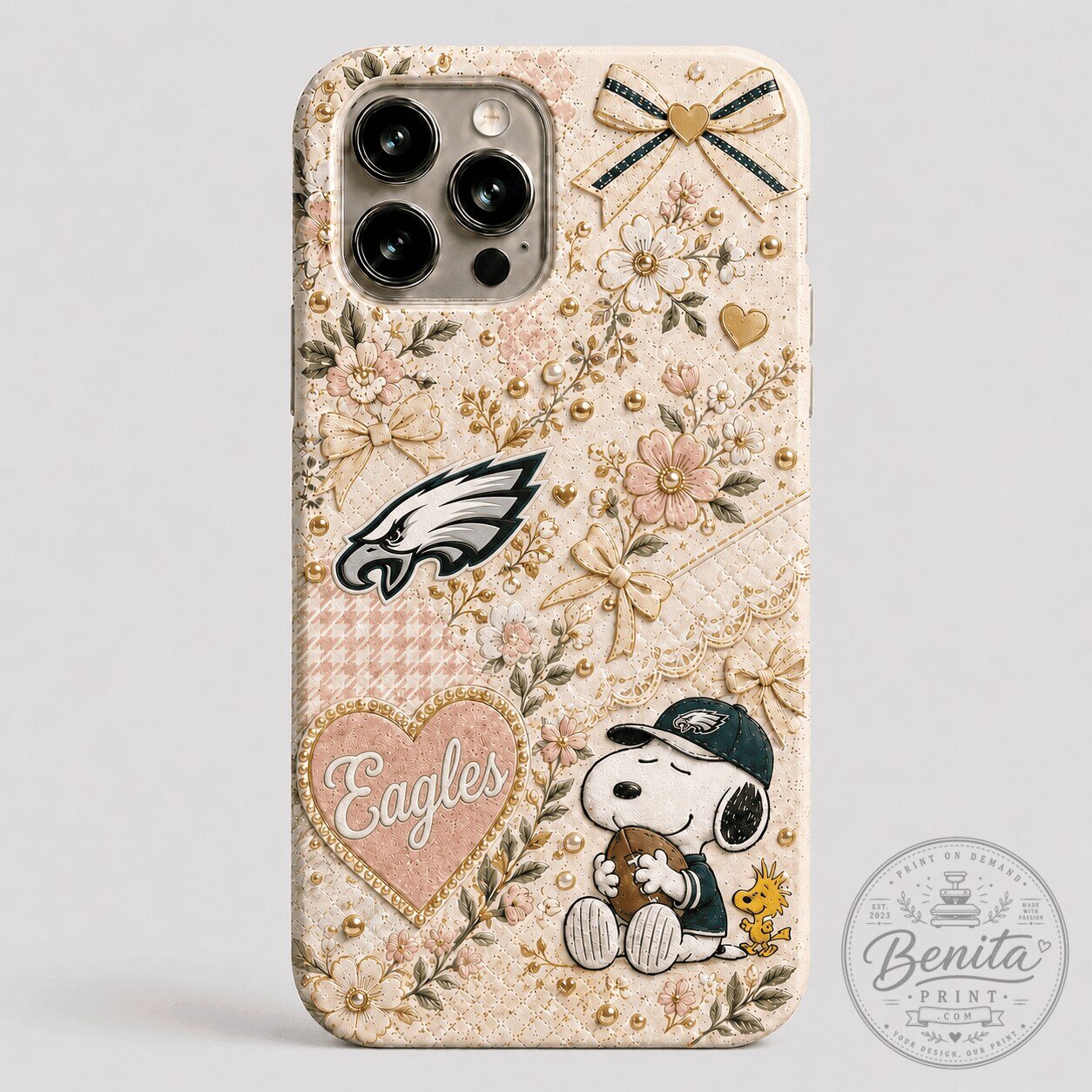 Philadelphia Eagles Football Snoopy Coquette Aesthetic iPhone Phone Case
