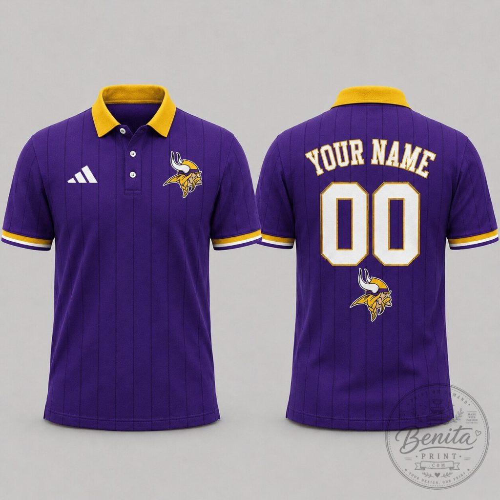 Minnesota Vikings Football Personalized Purple Polo Shirt with Custom Name and Number 28 Minnesota Vikings Football Personalized Purple Polo Shirt with Custom Name and Number