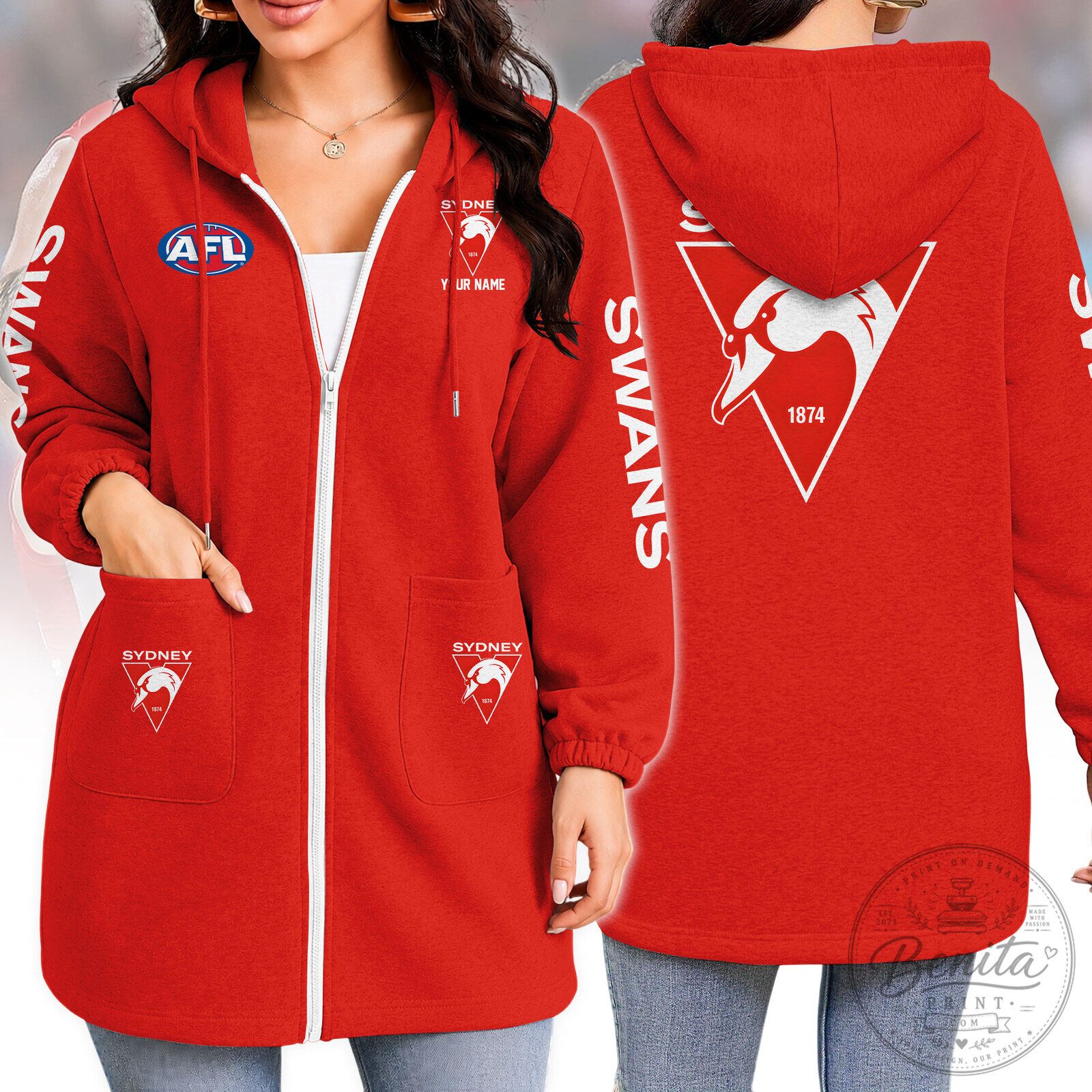 Sydney Swans Australian Football League Red Full-Zip Hoodie Jacket