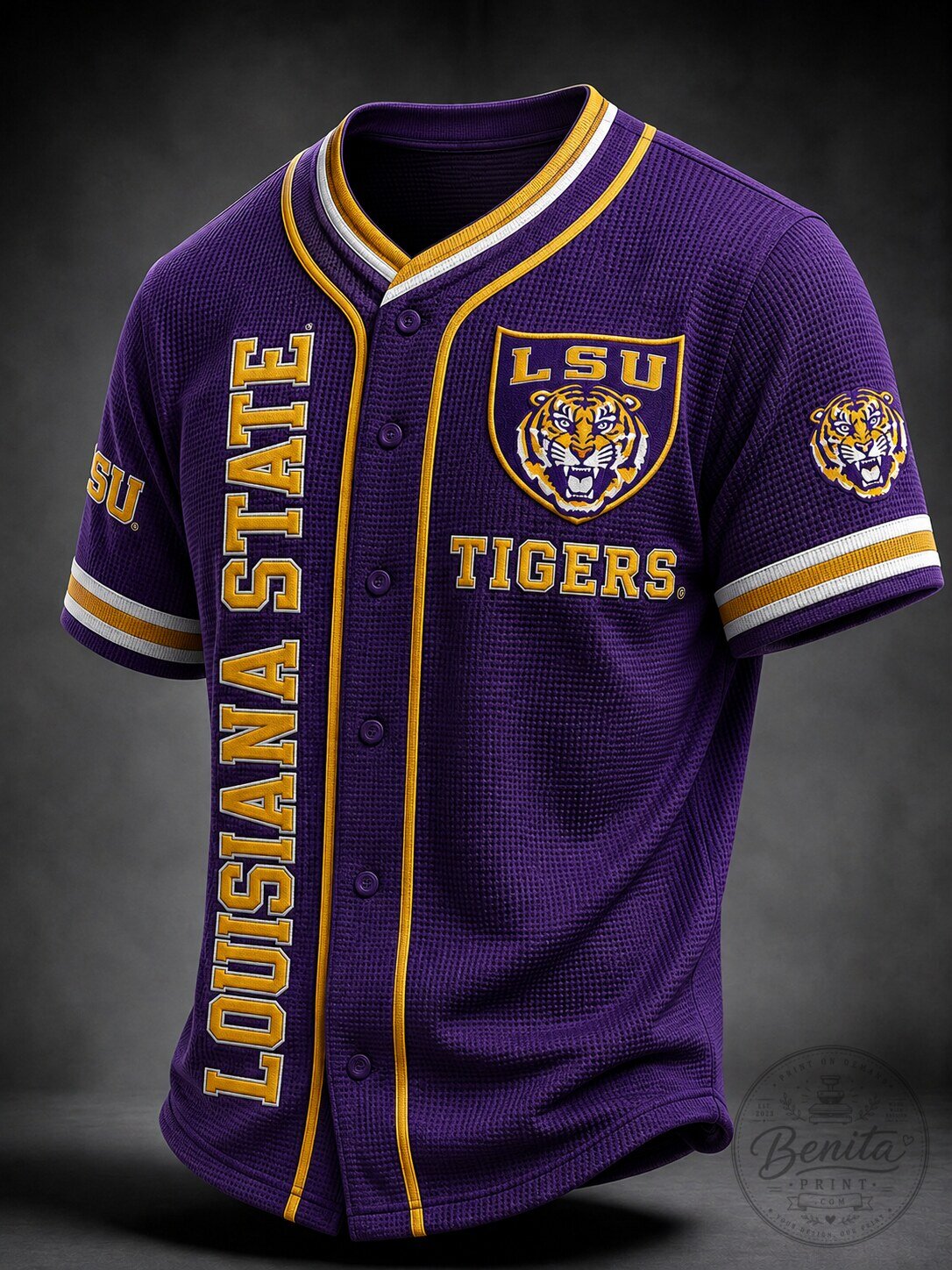 Louisiana State Tigers Baseball Jersey Purple Gold White Stripes