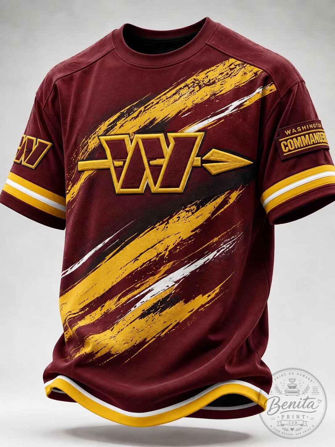 Washington Commanders Football Team Logo Maroon and Gold Fan T-Shirt