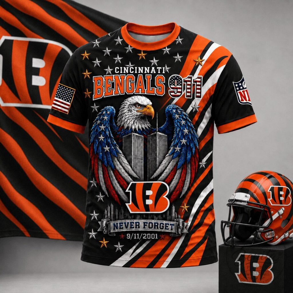 Cincinnati Bengals Never Forget 9/11 Patriotic American Flag T-Shirt 15 Cincinnati Bengals Never Forget 9/11 Patriotic American Flag T-Shirt