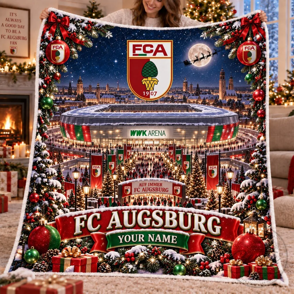 FC Augsburg Bundesliga WWK Arena Christmas Holiday Personalized Fleece Blanket 11 FC Augsburg Bundesliga WWK Arena Christmas Holiday Personalized Fleece Blanket