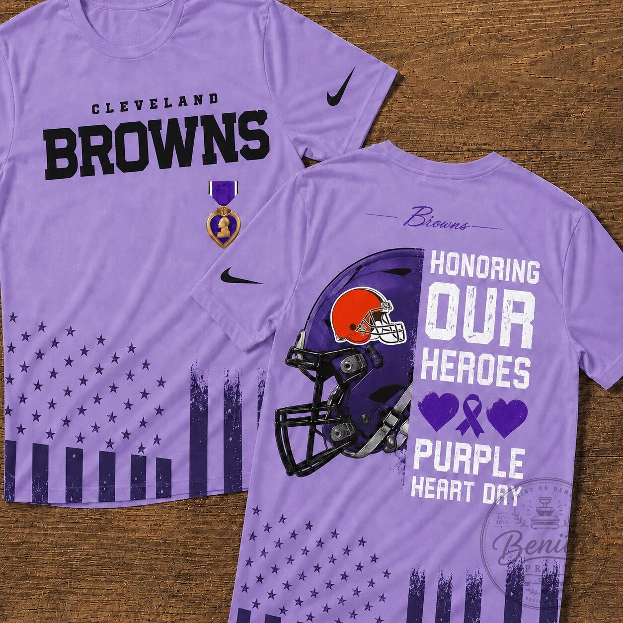 Cleveland Browns Purple Heart Day Honoring Our Heroes T-Shirt 2 Cleveland Browns Purple Heart Day Honoring Our Heroes T-Shirt