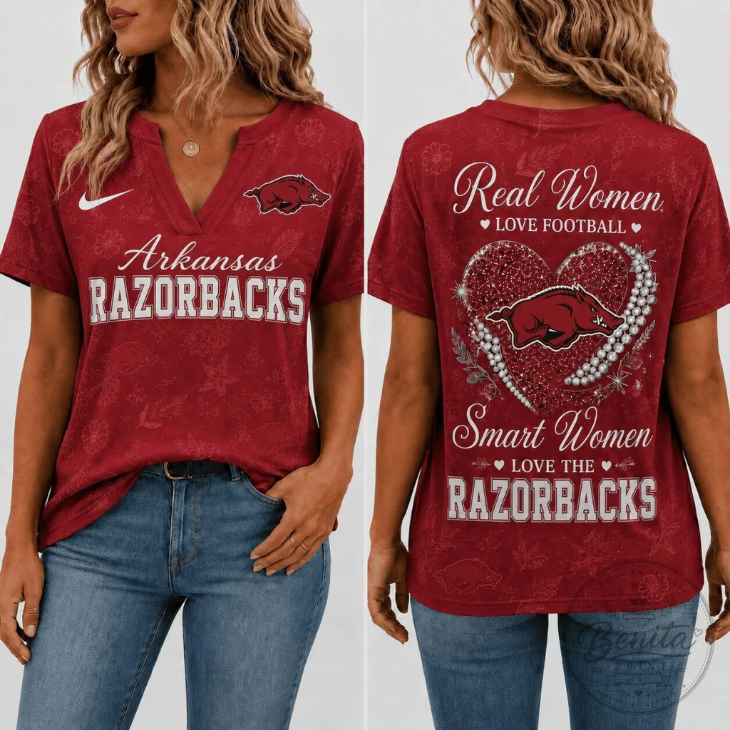 Arkansas Razorbacks Shirt for Women, Real Women Love Football T-Shirt Arkansas Razorbacks Shirt for Women, Real Women Love Football T-Shirt