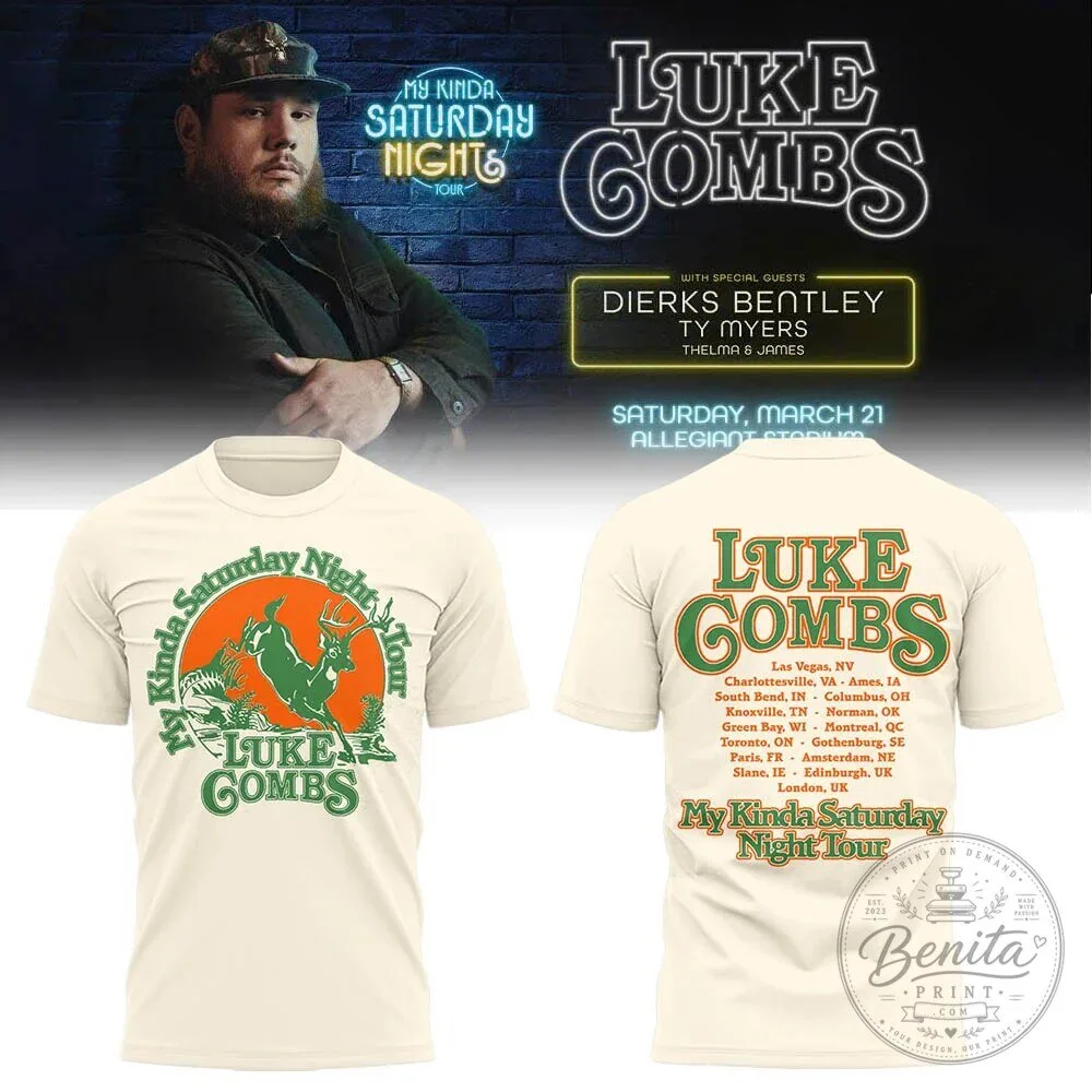 Luke Combs My Kinda Saturday Night Tour Country Music T-Shirt