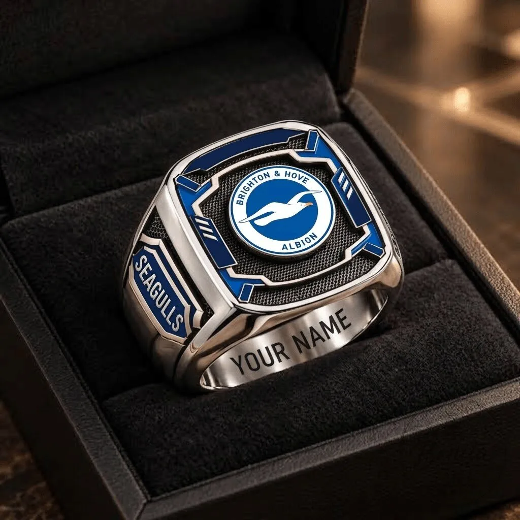 Brighton and Hove Albion Seagulls Football Club Custom Engraved Fan Ring
