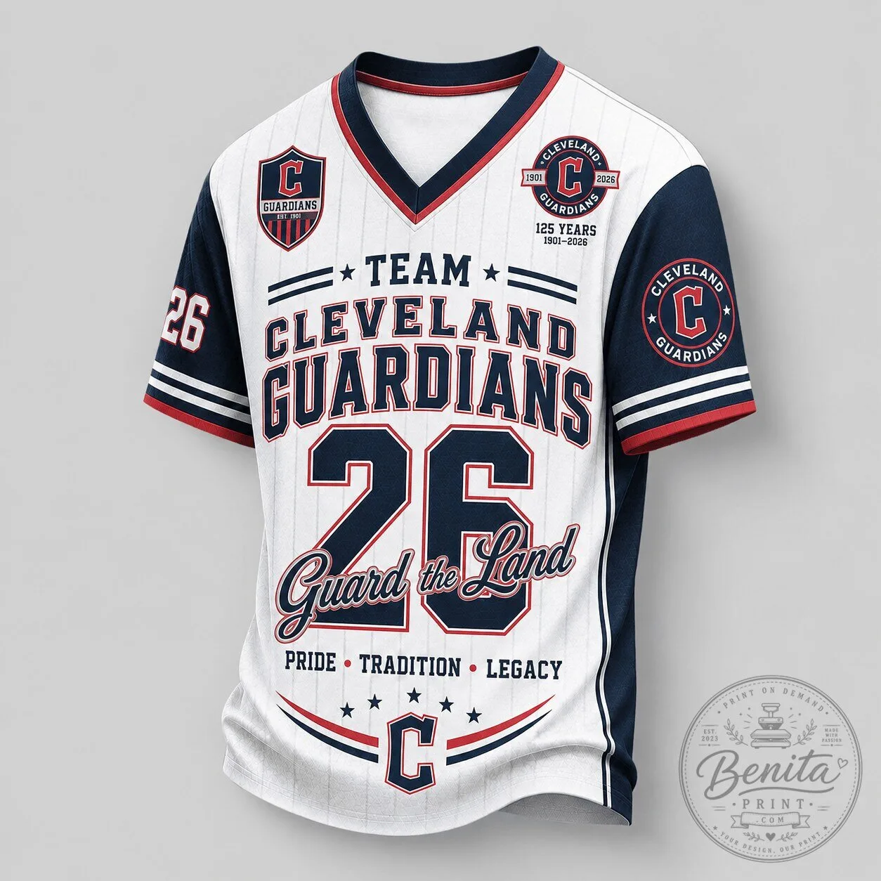 Cleveland Guardians Baseball Team Legacy Pride V-Neck Baseball Jersey