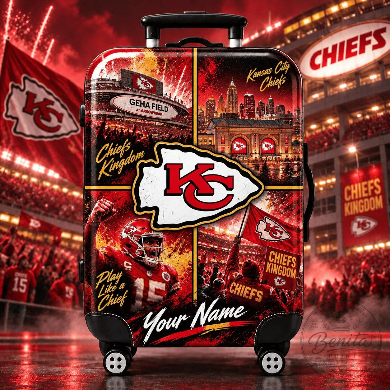 Kansas City Chiefs Personalized Football Team Travel Luggage Suitcase