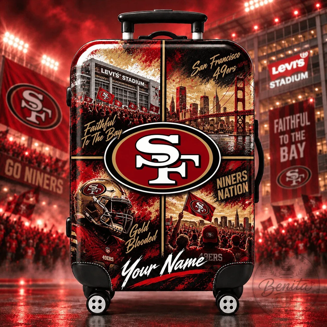 San Francisco 49ers Personalized Team Pride Stadium Travel Suitcase Luggage