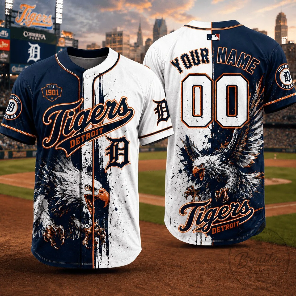 Detroit Tigers MLB Baseball Jersey Personalized with Name and Number