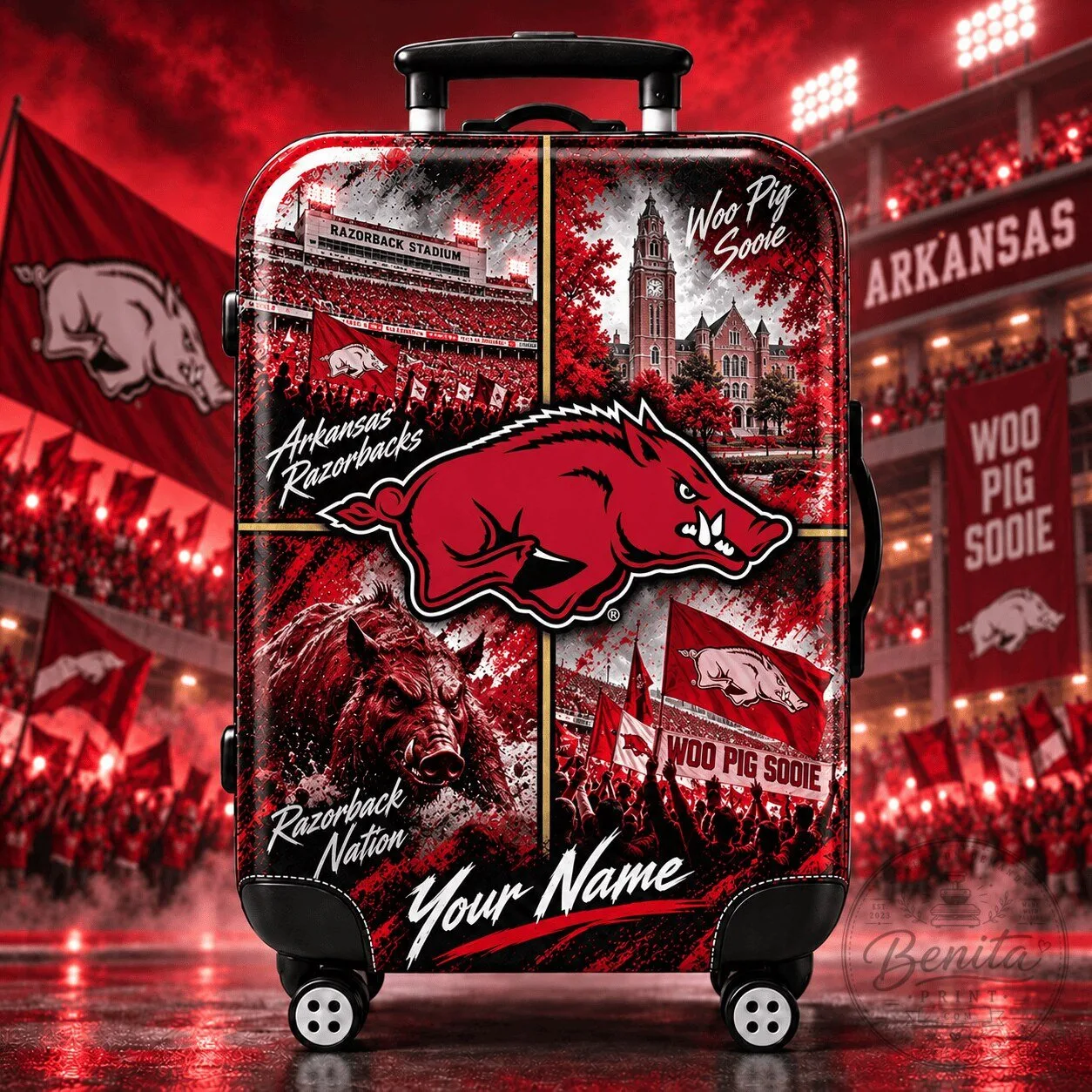 Arkansas Razorbacks Football Team Personalized Travel Suitcase Luggage