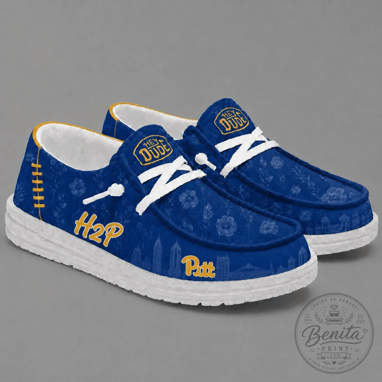 Pittsburgh Panthers Floral Pattern Blue Loafer Shoes
