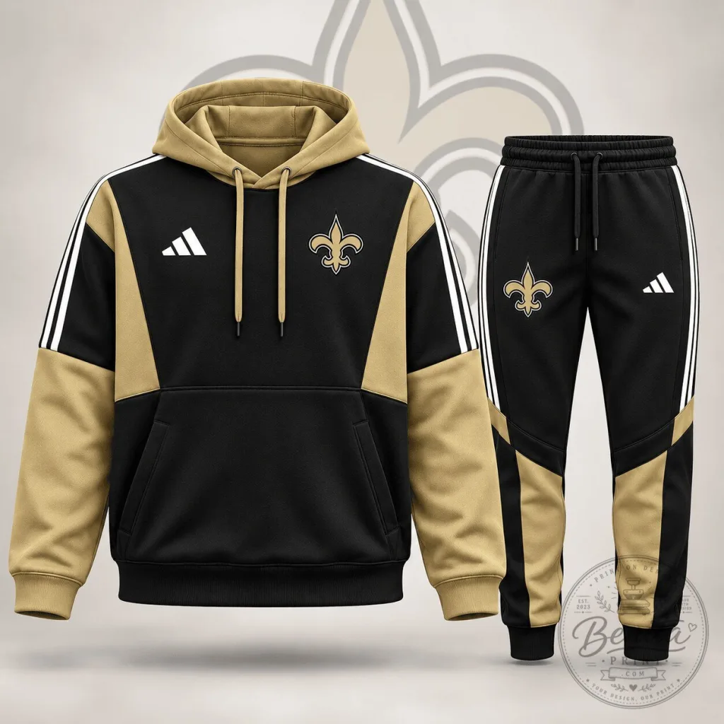 New Orleans Saints Gold Black Performance Hoodie and Jogger Set New Orleans Saints Gold Black Performance Hoodie and Jogger Set