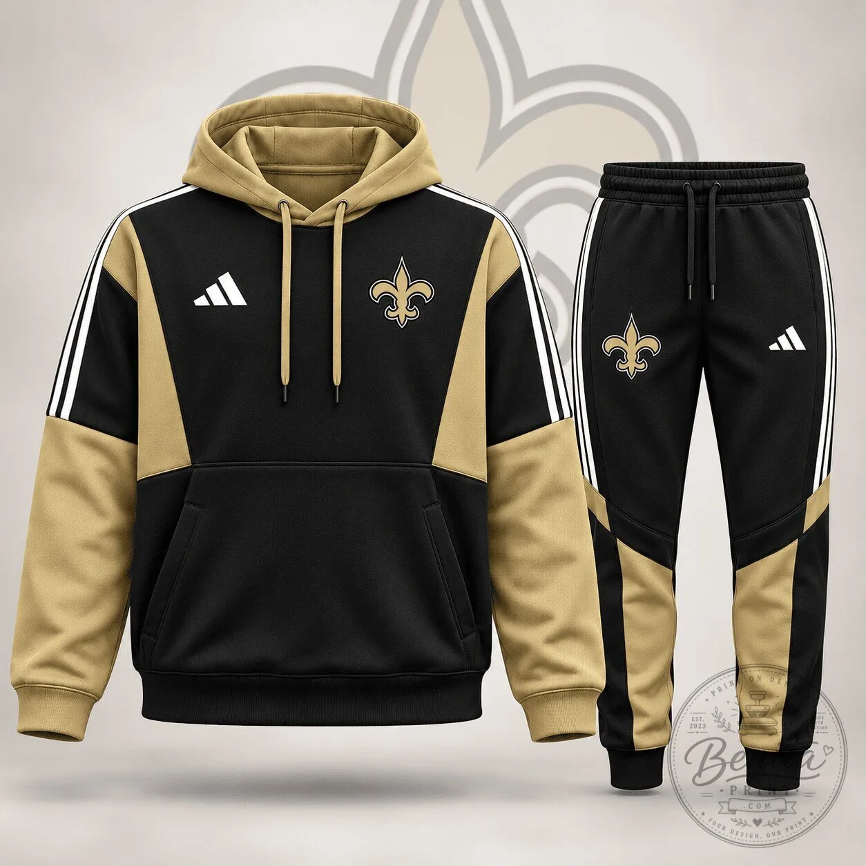 New Orleans Saints Gold Black Performance Hoodie and Jogger Set