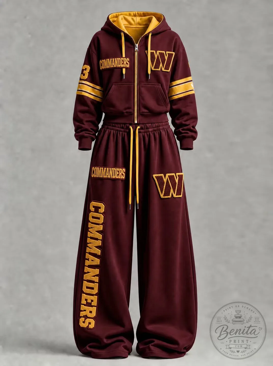 Washington Commanders Maroon and Gold Full-Zip Hoodie and Jogger Set