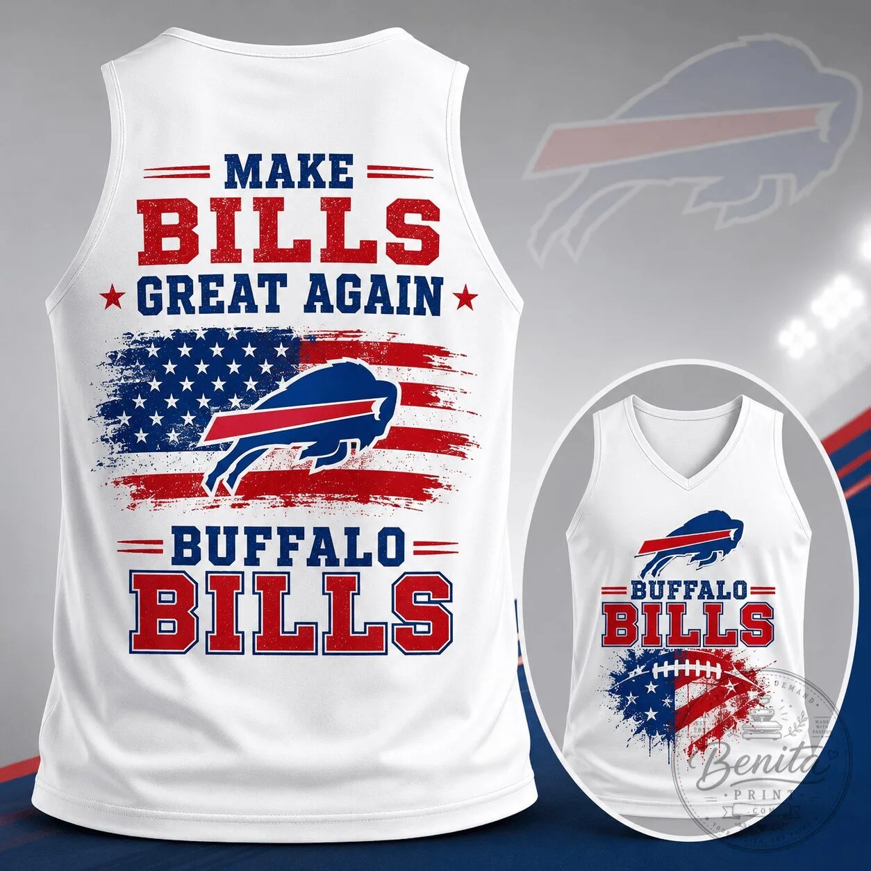 Buffalo Bills Make Bills Great Again American Flag Tank Top