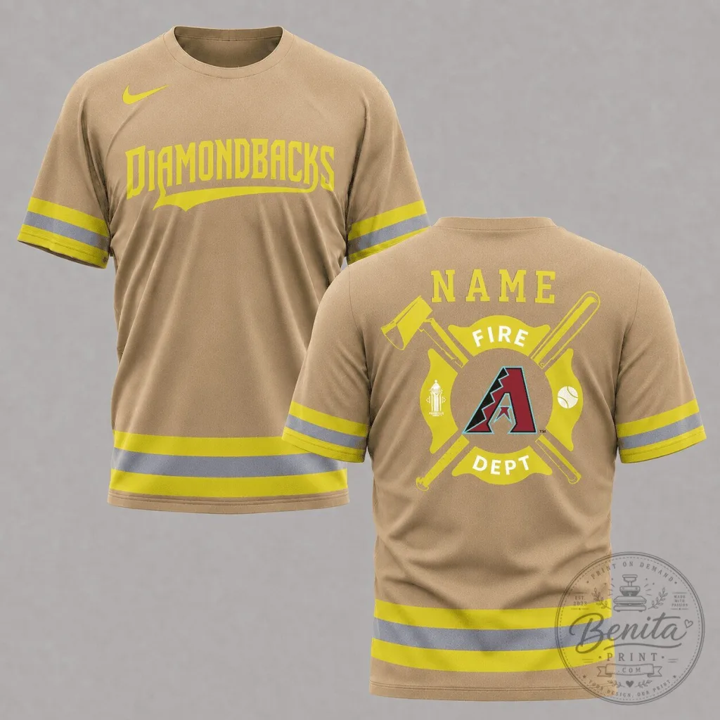 Arizona Diamondbacks Firefighter Personalized Tan T-Shirt Arizona Diamondbacks Firefighter Personalized Tan T-Shirt