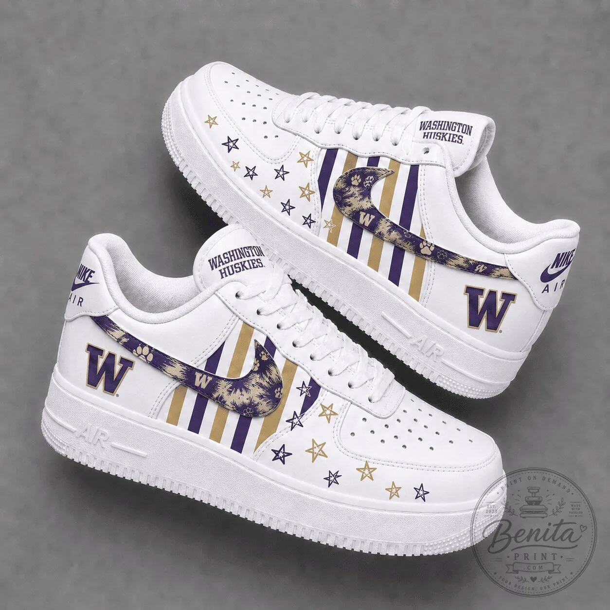 Washington Huskies Nike Air Force 1 Low Custom Shoes