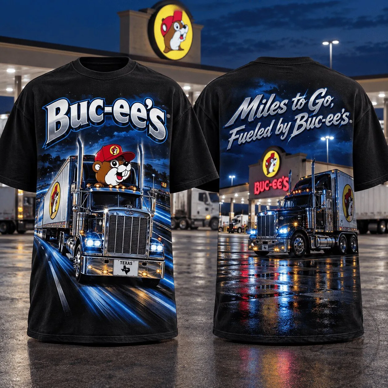 Buc-ee's Miles To Go Fueled By Buc-ee's Semi Truck Black T-Shirt