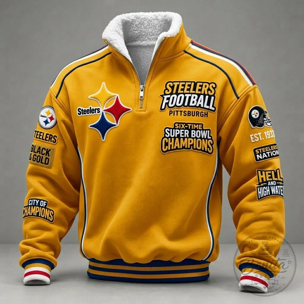 Pittsburgh Steelers Football Six-Time Super Bowl Champions Quarter-Zip Jacket