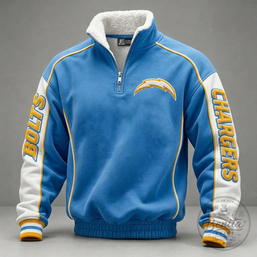 Los Angeles Chargers Quarter-Zip Fleece Jacket Sherpa-Lined