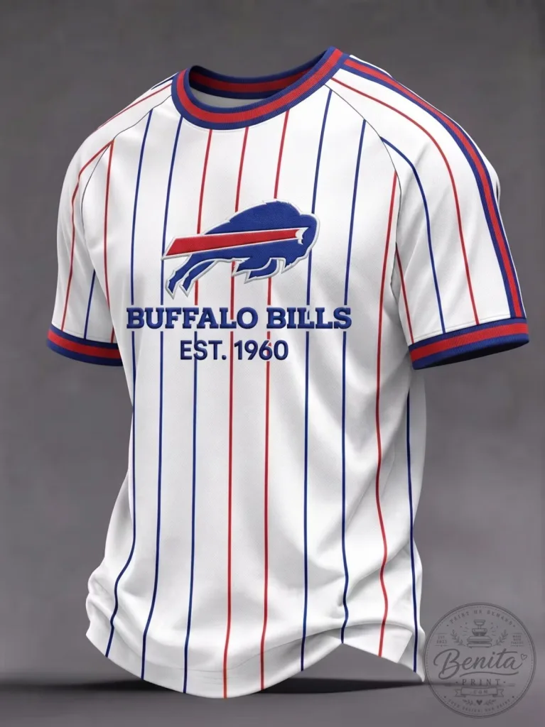 Buffalo Bills Football Fan Tee Striped NFL Team Jersey