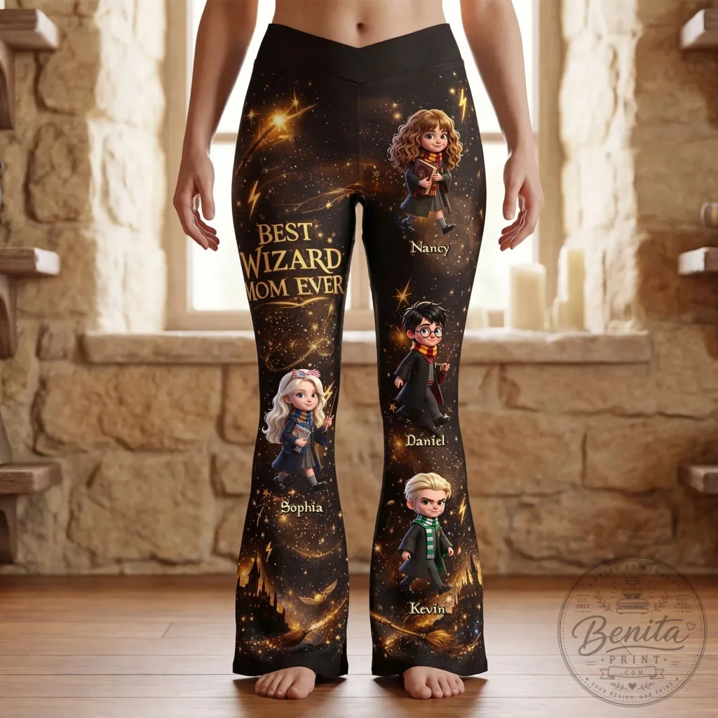 Best Wizard Mom Ever Harry Potter Characters Personalized Flare Leggings