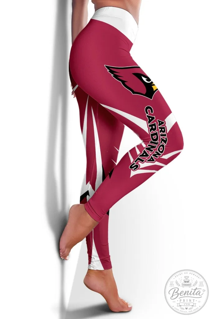 Arizona Cardinals Football Team Red and White Striped Leggings