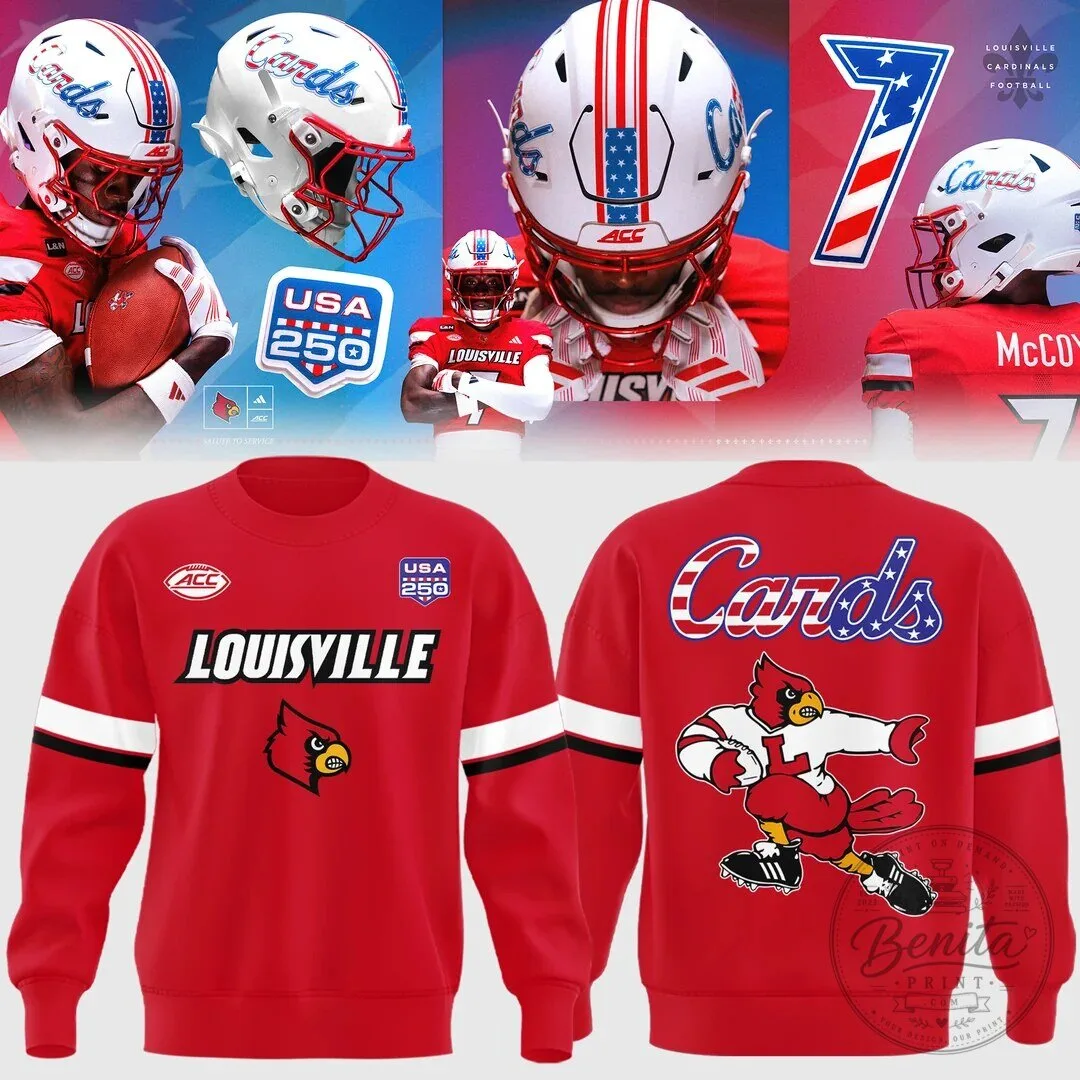 Louisville Cardinals Football Team Mascot Red Sweatshirt