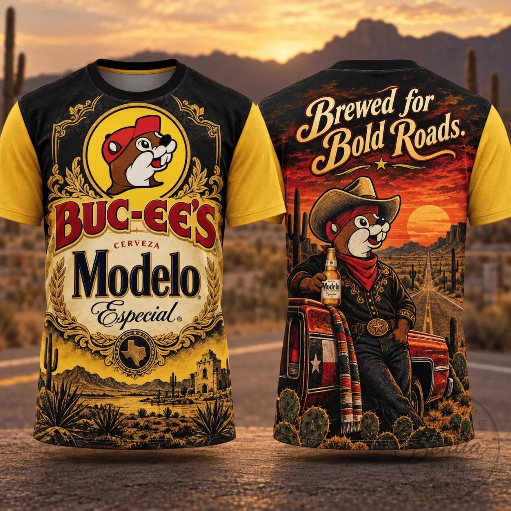 Buc-ee's Modelo Especial Brewed for Bold Roads T-Shirt Buc-ee's Modelo Especial Brewed for Bold Roads T-Shirt