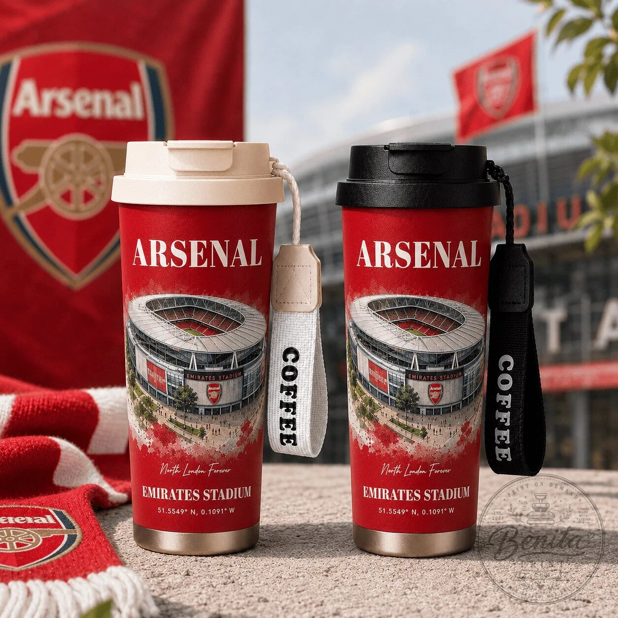 Arsenal Football Club Emirates Stadium Insulated Coffee Tumbler
