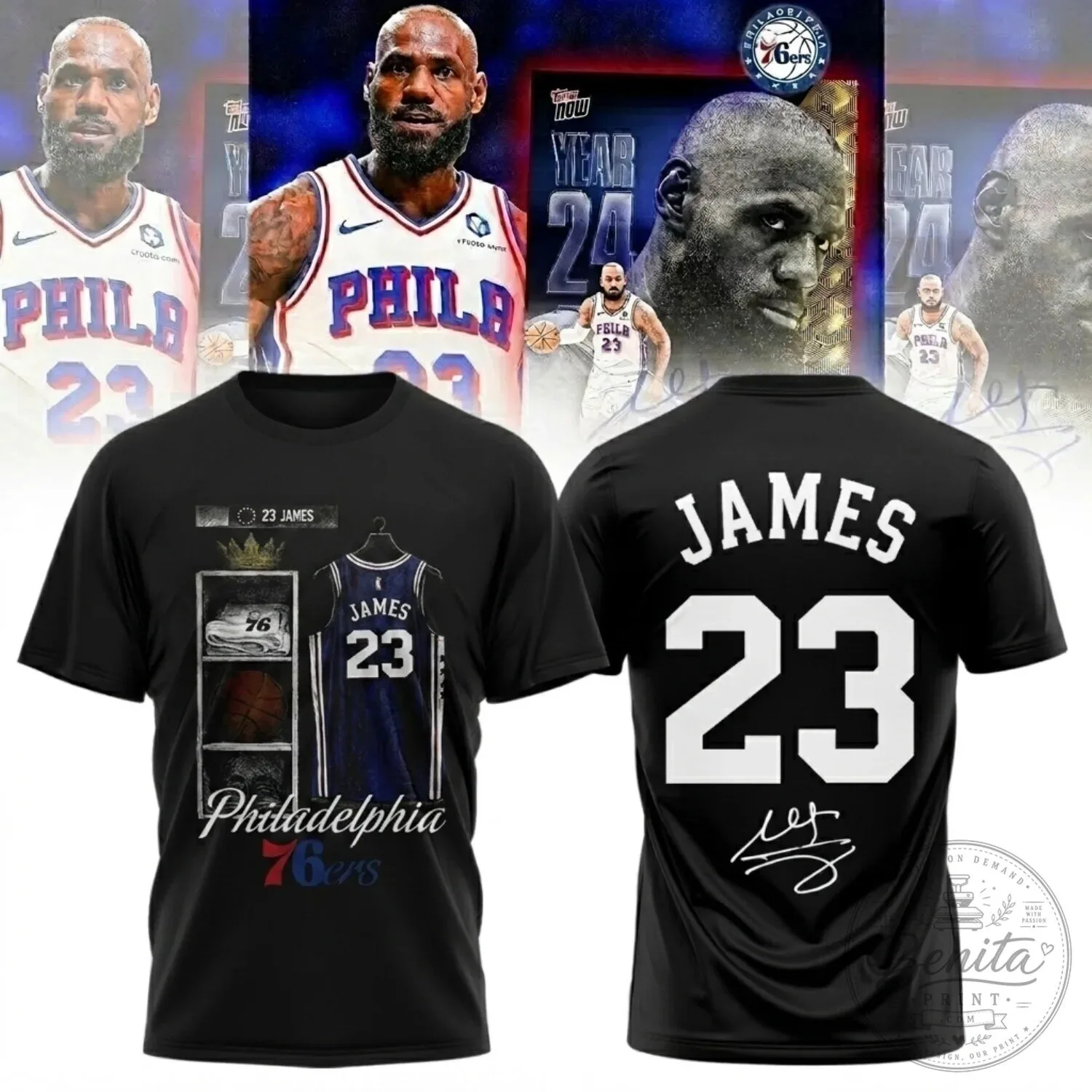 LeBron James T-Shirt for Philadelphia 76ers Basketball Fans
