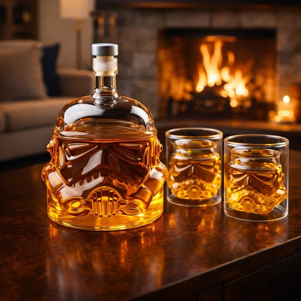Star Wars Stormtrooper Helmet Whiskey Decanter and Drinking Glasses Set 12 Star Wars Stormtrooper Helmet Whiskey Decanter and Drinking Glasses Set