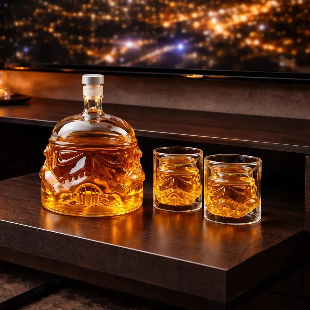 Star Wars Stormtrooper Helmet Whiskey Decanter and Drinking Glasses Set 13 Star Wars Stormtrooper Helmet Whiskey Decanter and Drinking Glasses Set