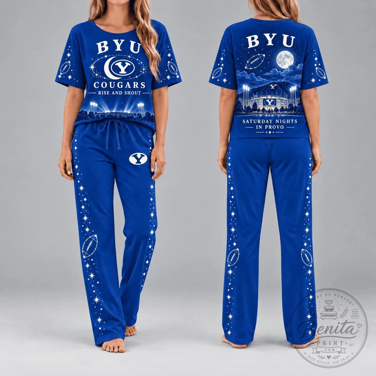 BYU Cougars Football Stadium Saturday Nights in Provo Pajamas Set 1 BYU Cougars Football Stadium Saturday Nights in Provo Pajamas Set
