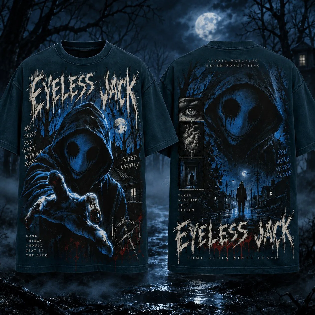 Eyeless Jack Creepy Urban Legend Horror Character Halloween Night T-Shirt