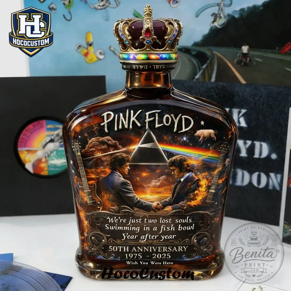 Whiskey Bottle Celebrating 50 Years of Pink Floyd's Wish You Were Here