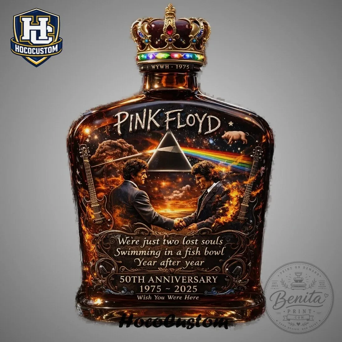 Whiskey Bottle Celebrating 50 Years of Pink Floyd's Wish You Were Here 9 Whiskey Bottle Celebrating 50 Years of Pink Floyd