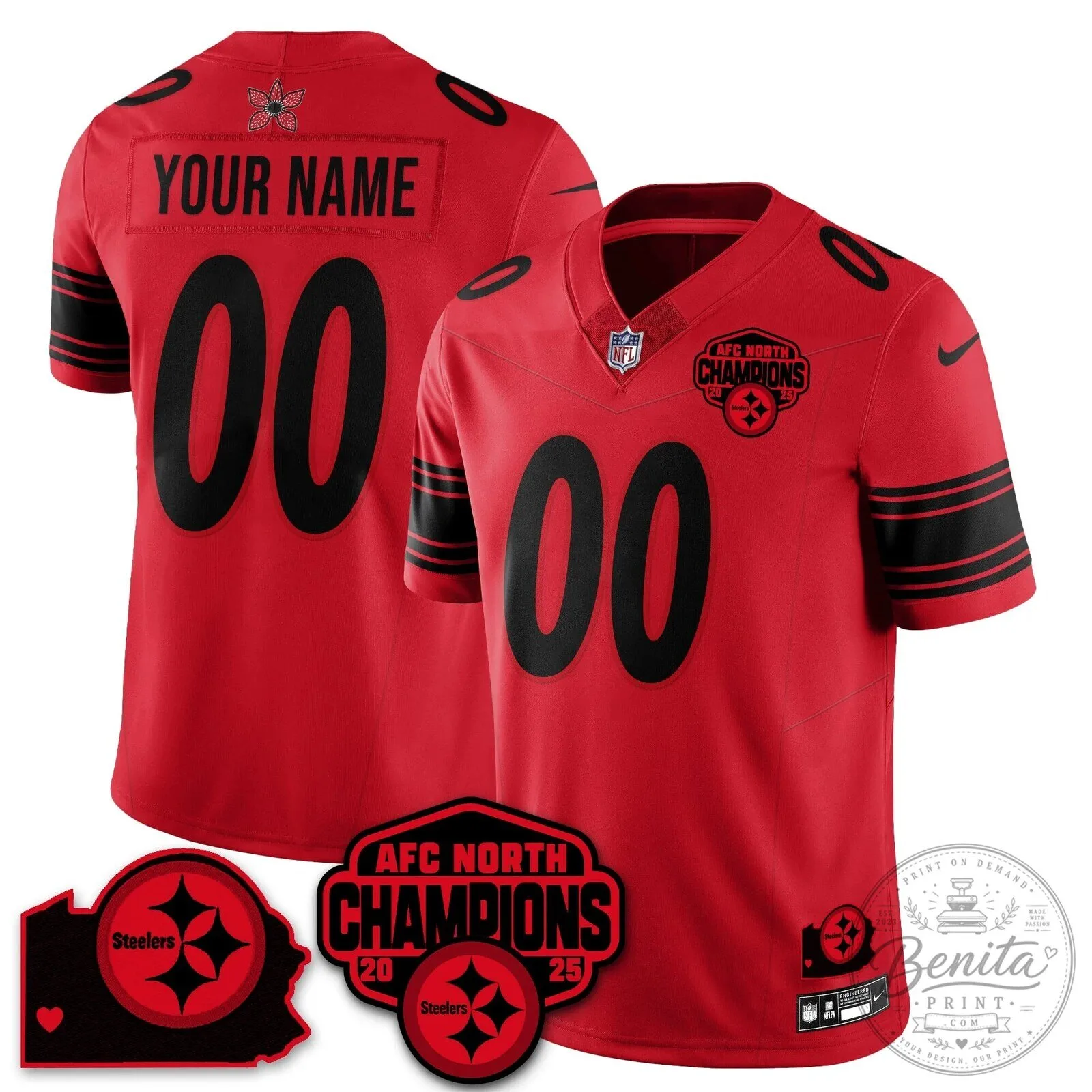 Custom Football Jersey for AFC North Champions - Pittsburgh Steelers