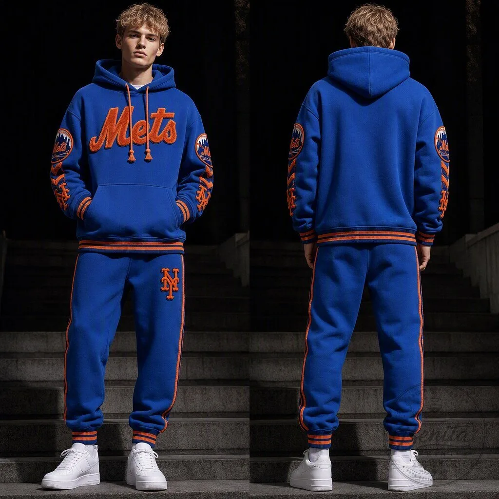 Royal Blue Tracksuit Set with Hoodie and Sweatpants for New York Mets Fans
