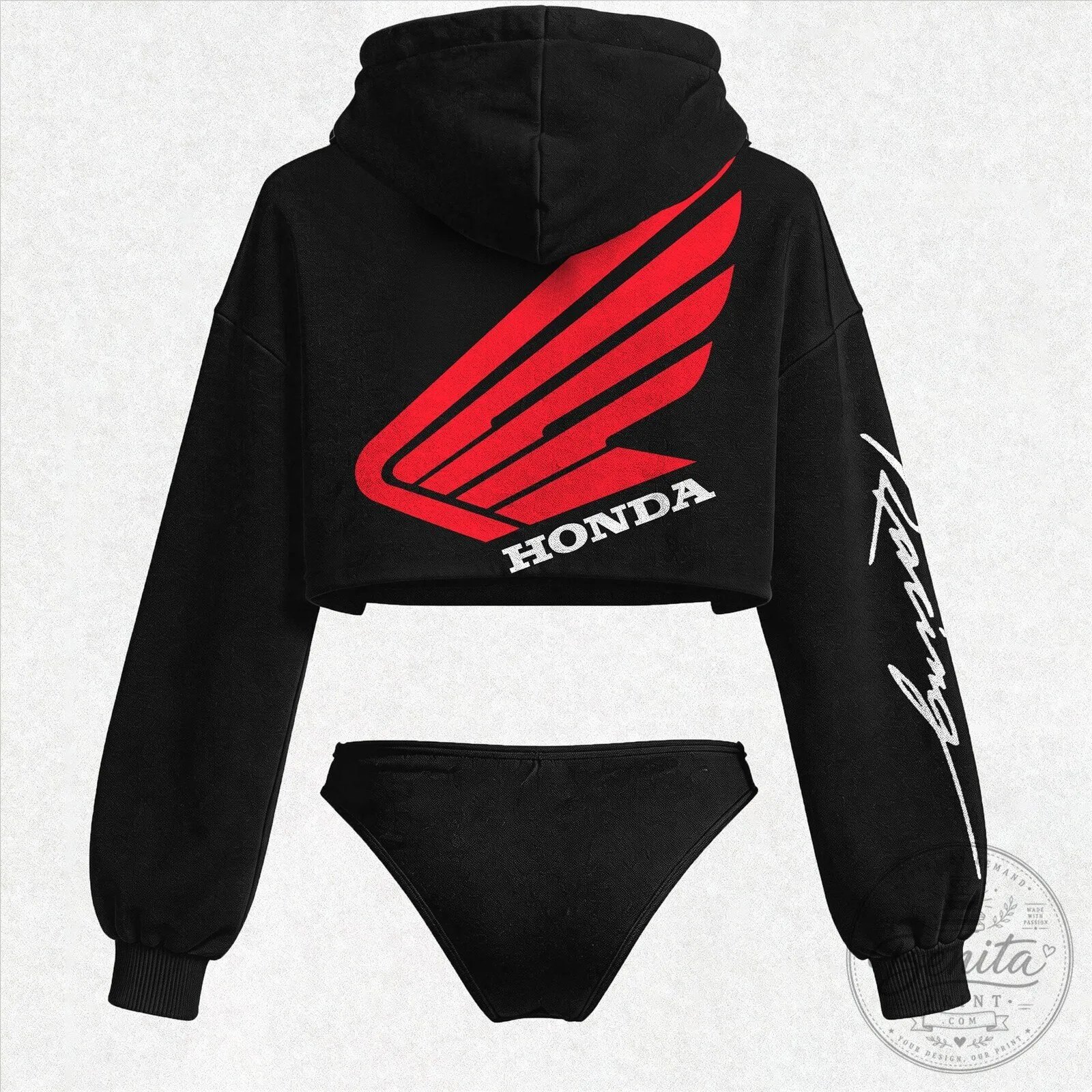 Honda Racing Women's Cropped Hoodie and Thong Set