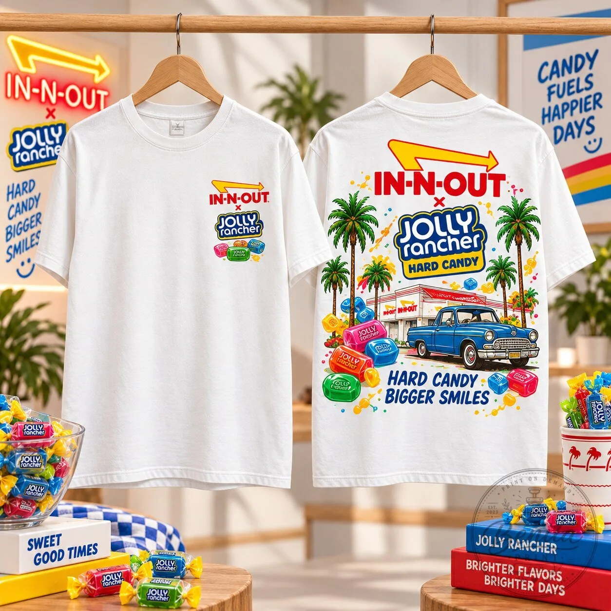 In-N-Out Burger and Jolly Rancher Hard Candy Collaboration White T-Shirt